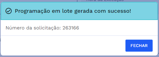 Caixa de diálogo de sucesso